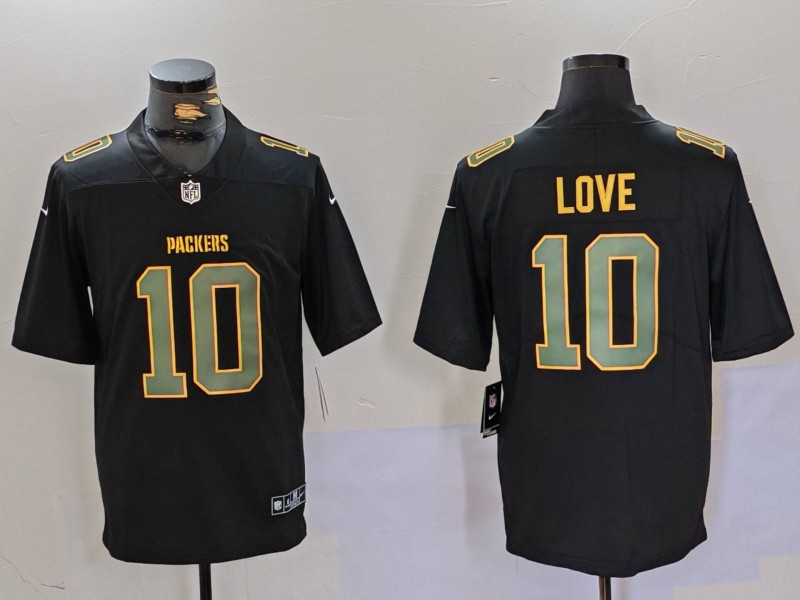 Men's Green Bay Packers #10 Jordan Love Black Fashion Vapor Limited Football Stitched Jersey